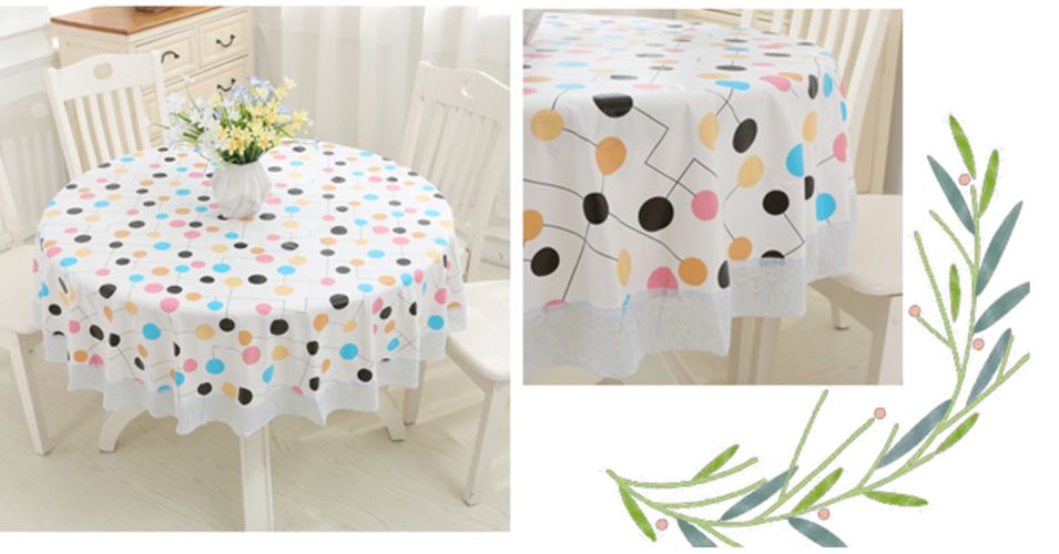 152cm Round Tablecloth PVC Waterproof Oil proof Table Cloth Round Table Cover Restaurant Banquet Table Cloth Wedding Party Tablecloth