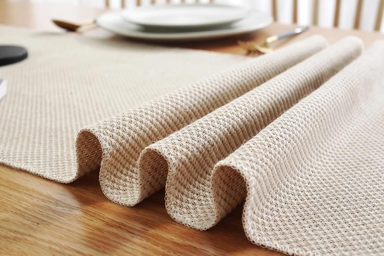 Cotton Linen Table Runner With Handmade Fringe, Rustic Woven Jute Village Dining Room Table Runners Burlap Decor