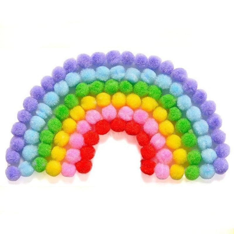 500 Pcs 10mm Soft Round Fluffy Pompoms Ball Mixed Color DIY
