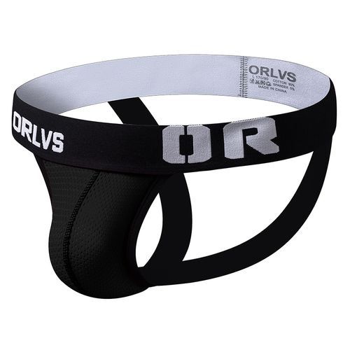 Sexy Mens Mesh Sports Briefs Backless Jockstrap Underwear Lingerie Plus Size Underwear(#Black)