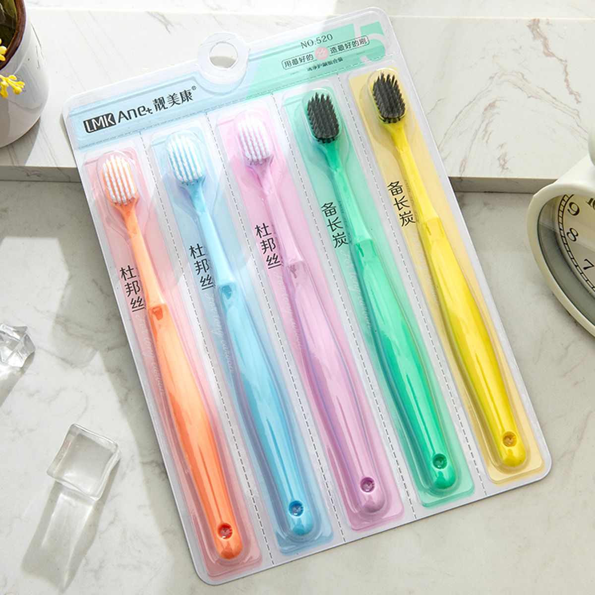 5Pcs Family Pack Soft Bristles Tooth Brushes Pure Color