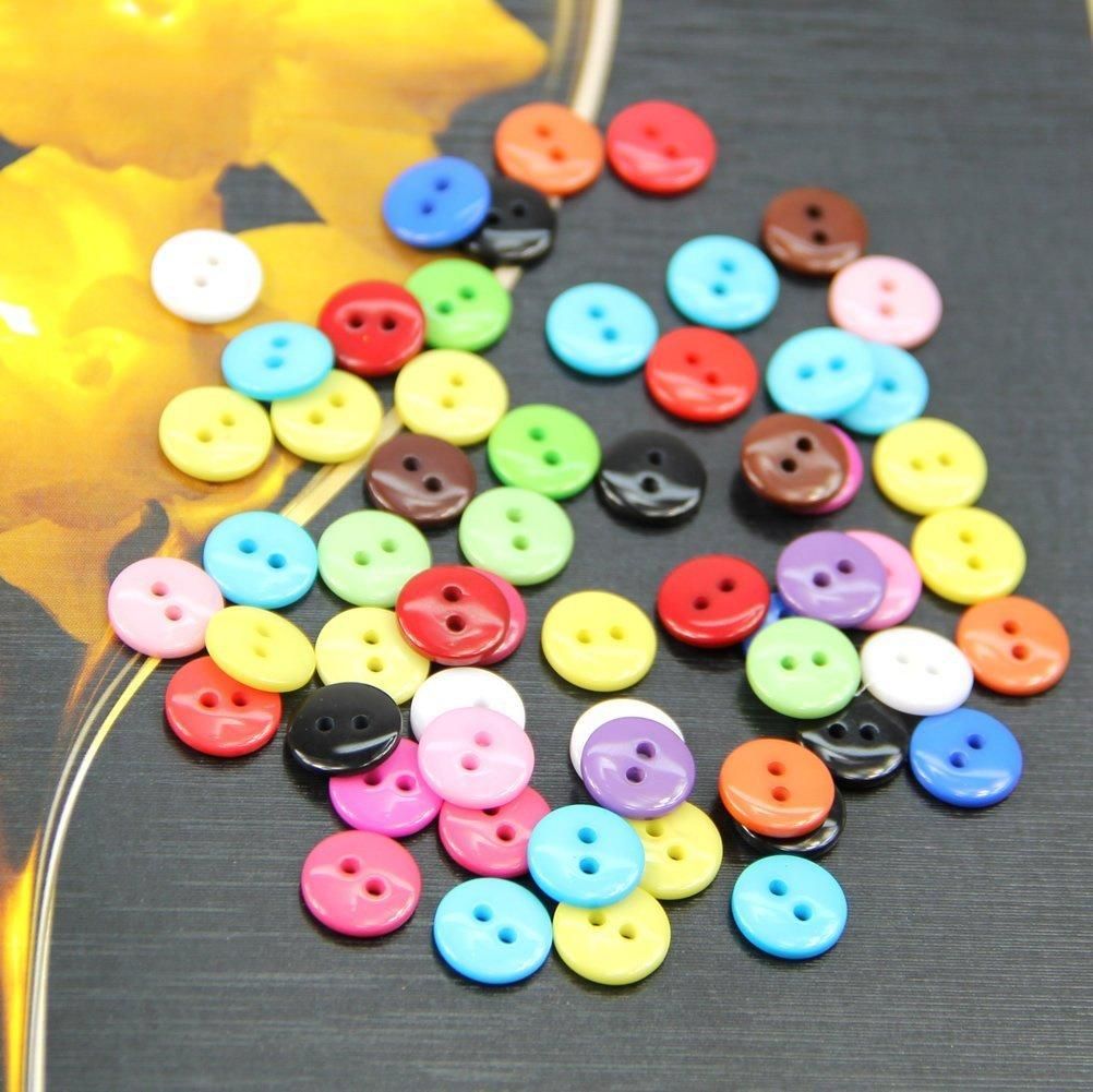 100pcs 8mm Mixed Color Round Shape Resin Buttons Sewing Accessories