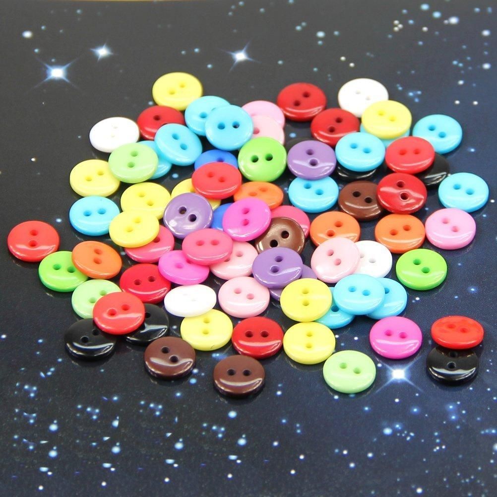 100pcs 8mm Mixed Color Round Shape Resin Buttons Sewing Accessories