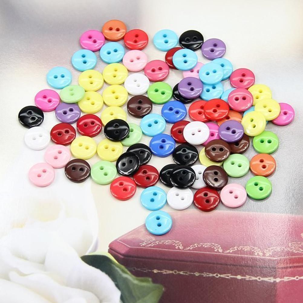 100pcs 8mm Mixed Color Round Shape Resin Buttons Sewing Accessories