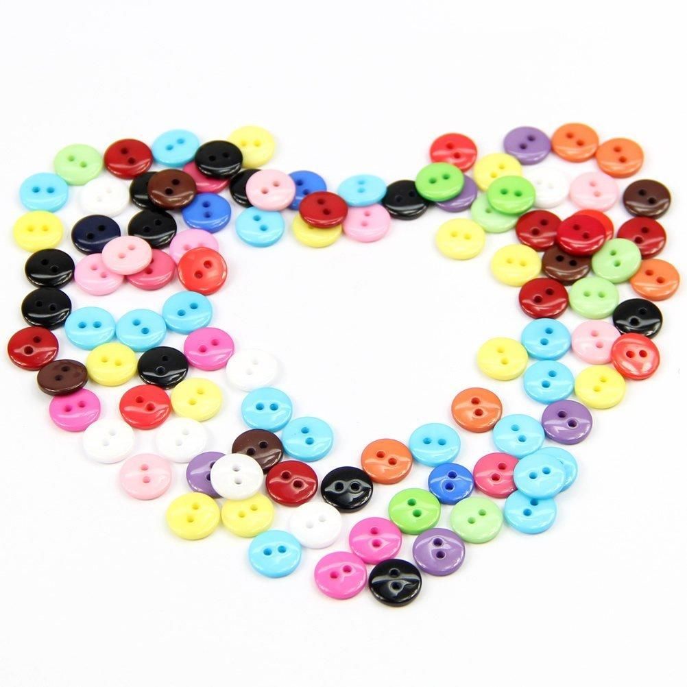 100pcs 8mm Mixed Color Round Shape Resin Buttons Sewing Accessories