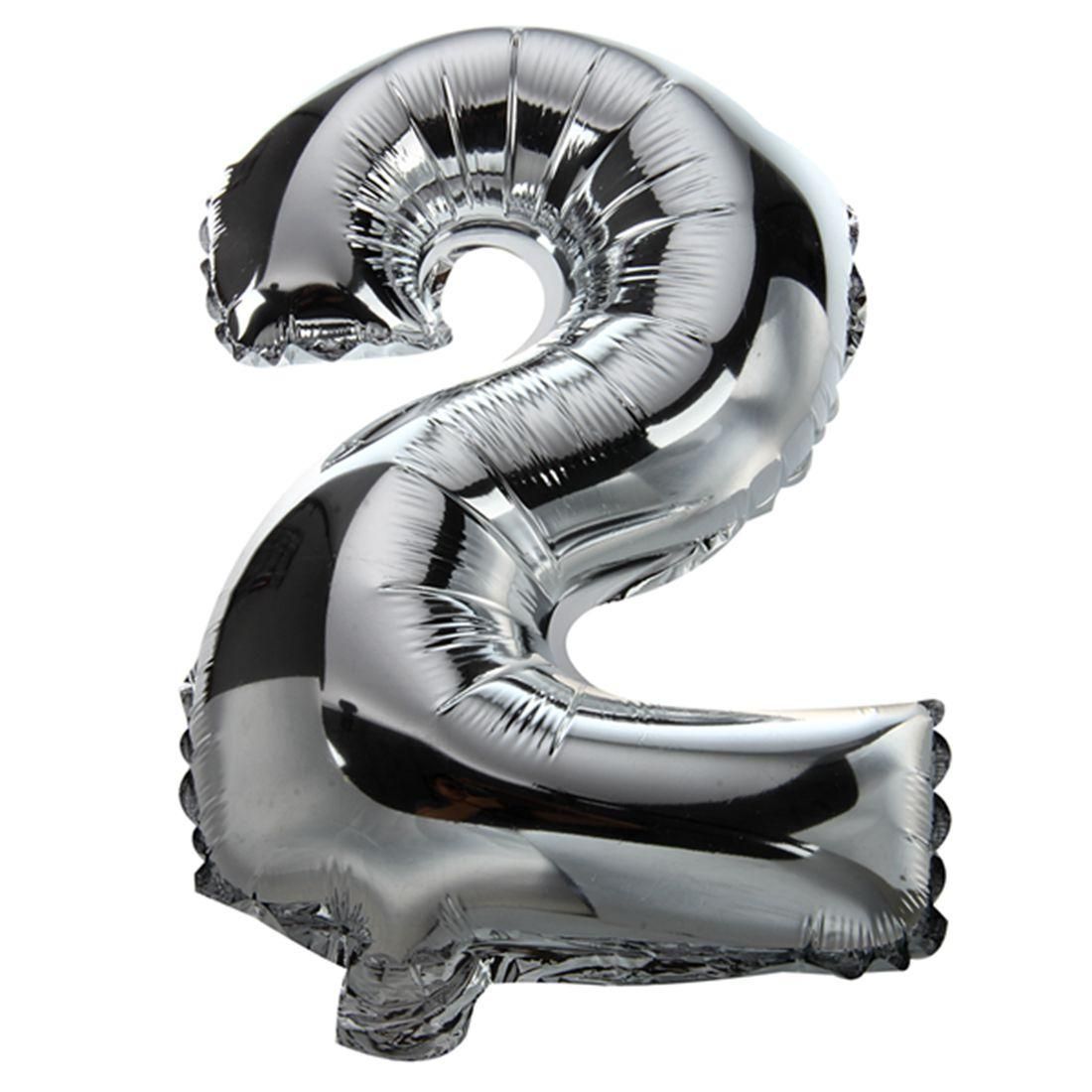 Fashion 16 Inch Silver Foil Number Balloons Decoration Silve