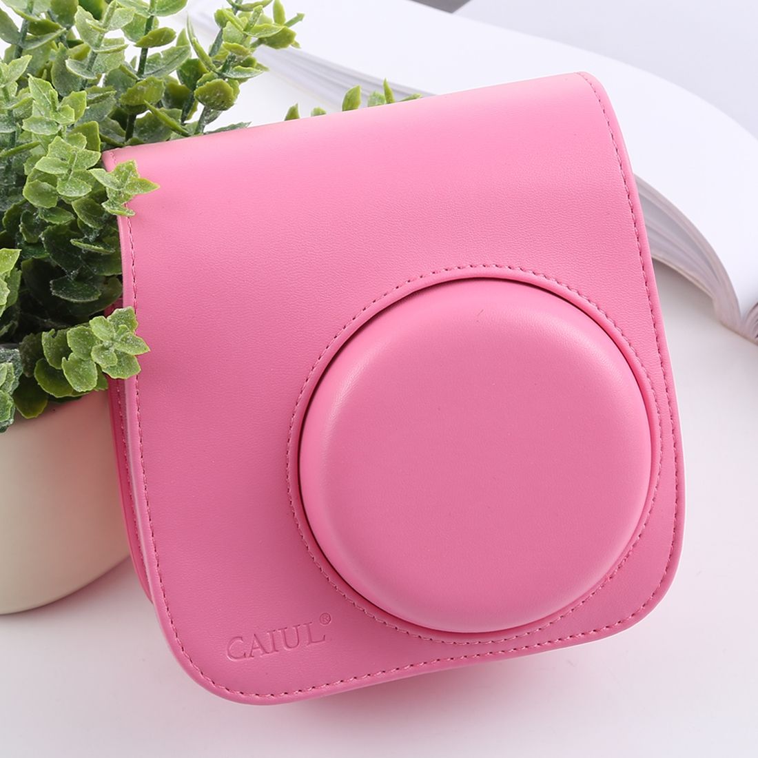 Retro Style Full Body Camera PU Leather Case Bag With Strap For FUJIFILM Instax Mini 9 / Mini 8+ / Mini 8(Pink)