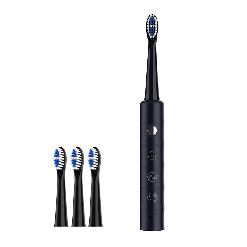Rechargeable Sonic Electric Toothbrush With 4 Heads - Black