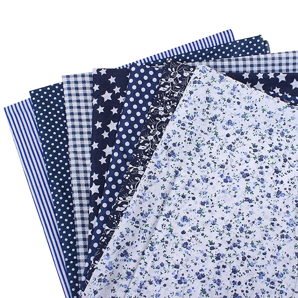 7Pcs Sewing Fabric Stylish Soft Plain Cloth Floral Cotton Cloth DIY Accessory for Handmade Cloth Bags Cloth Handkerchief Arts Crafts-Navy Blue