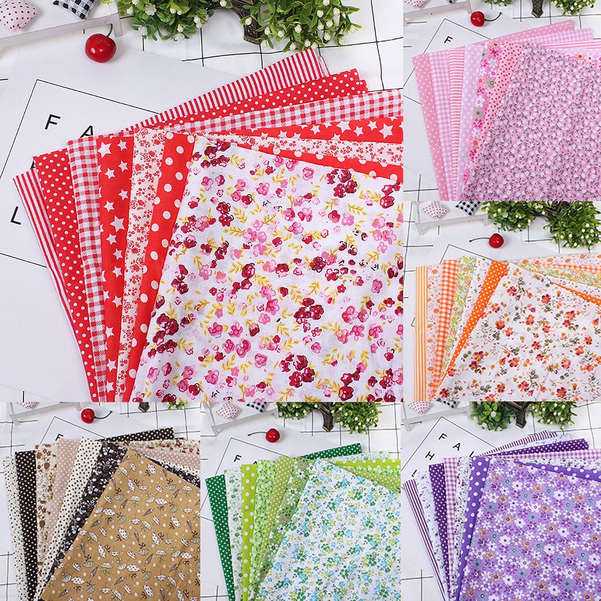 7Pcs Sewing Fabric Stylish Soft Plain Cloth Floral Cotton Cloth DIY Accessory for Handmade Cloth Bags Cloth Handkerchief Arts Crafts-Navy Blue