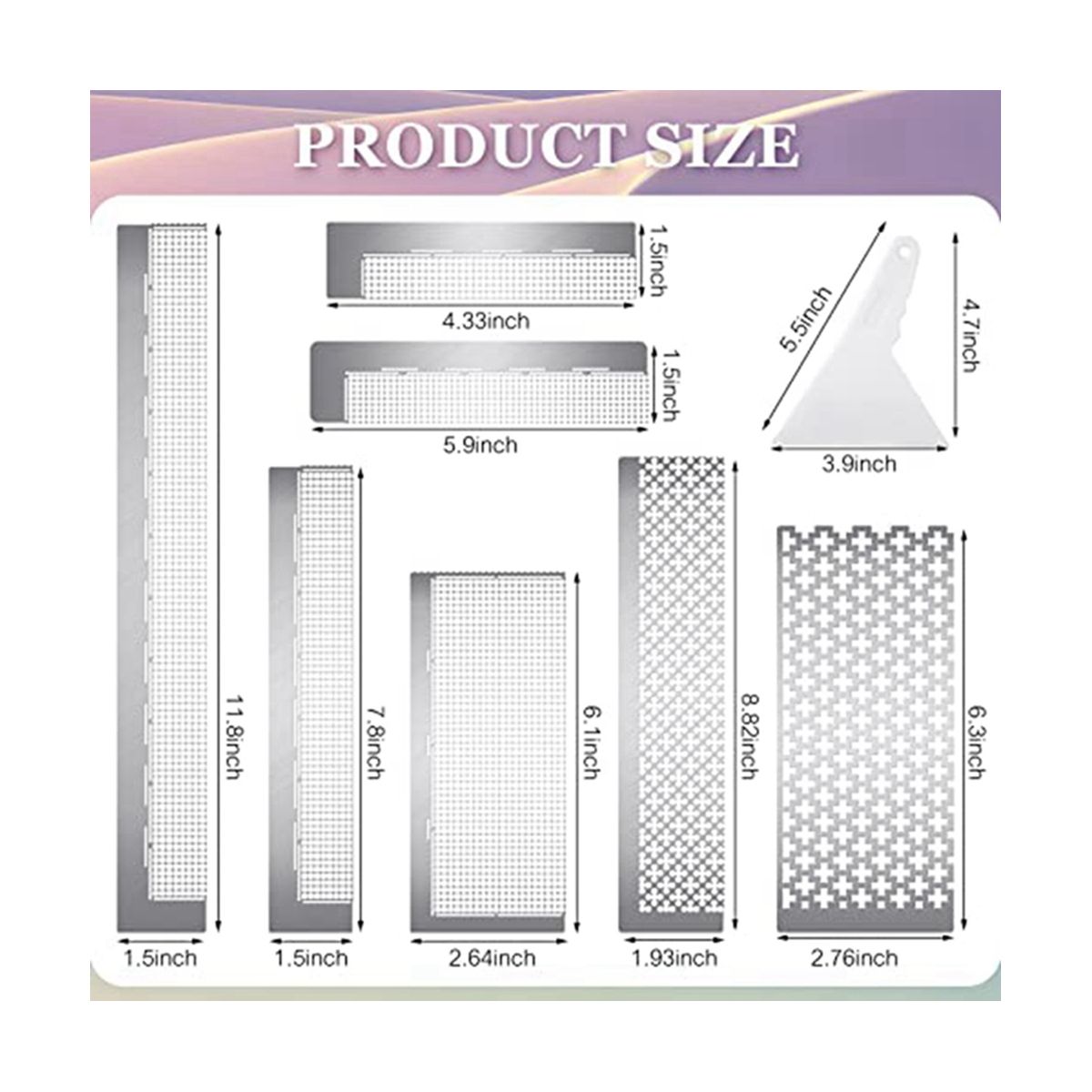 1set Ruler Stainless Steel Mesh Ruler 216 400 520 599 699