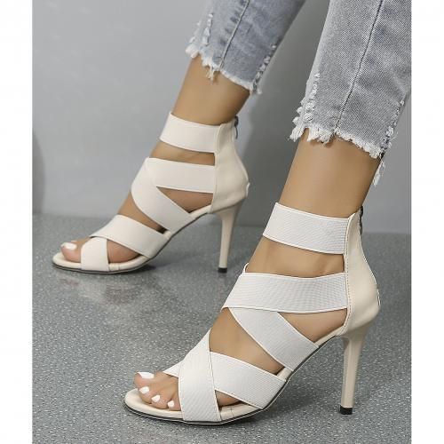 Ladies Sexy High Heels Female Party Sandal Shoes-creamy White