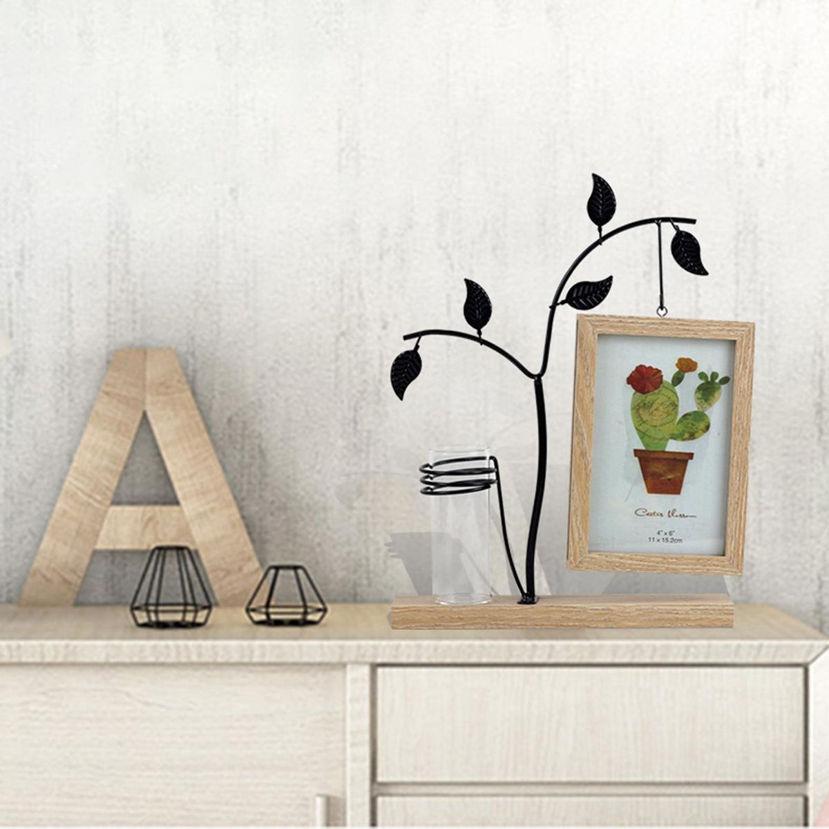 Photo Frame Desktop Picture Frame Potted Plants Metal Stand
