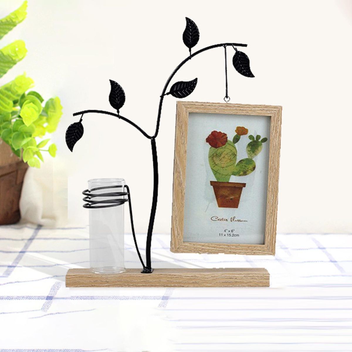 Photo Frame Desktop Picture Frame Potted Plants Metal Stand