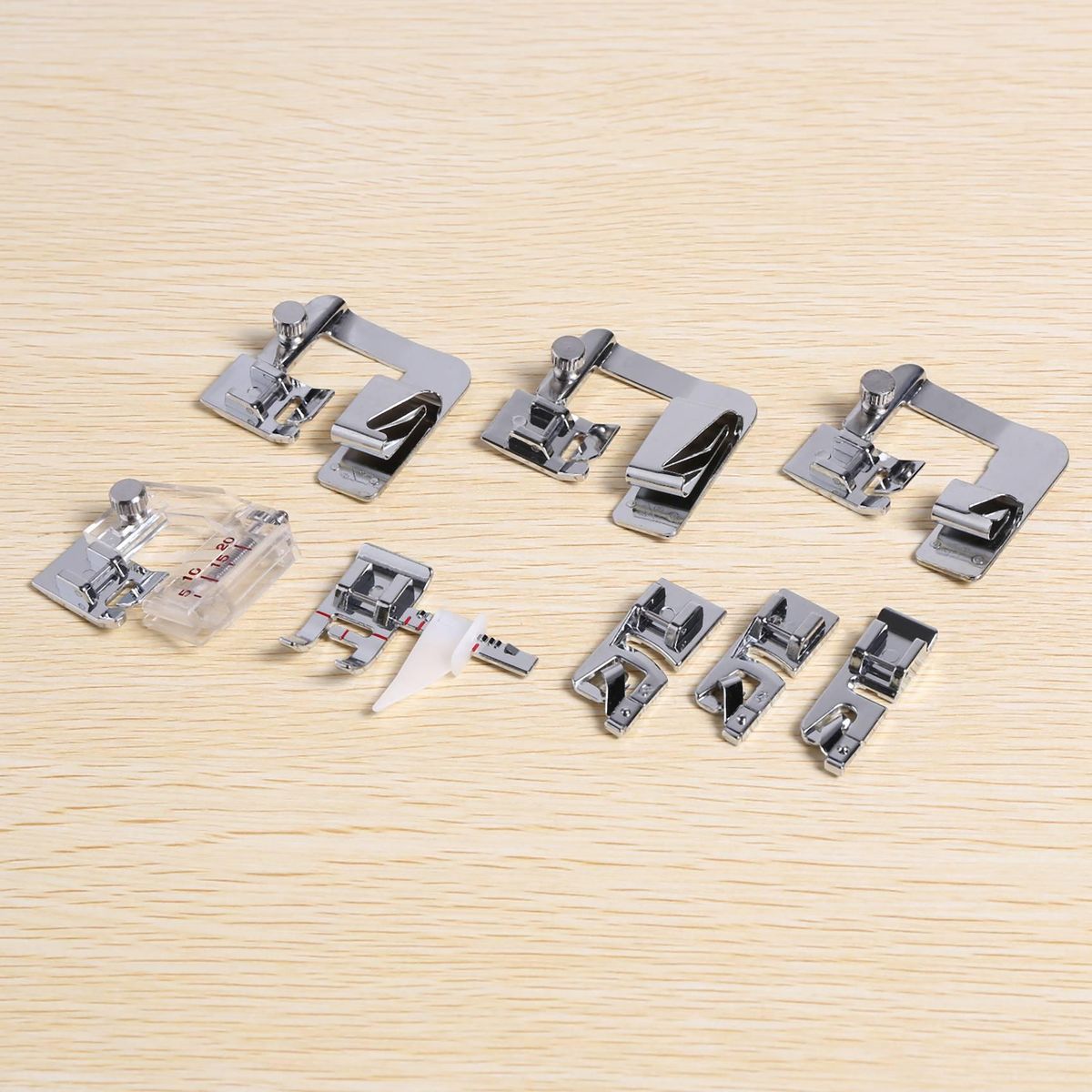 Sewing Machine Feet,3Pcs Rolled Hem Pressure Foot Set (1/2 Inch,3/4 Inch,1 Inch),With 3Pcs Narrow Rolled Hem Presser Feet And Adjustable Guide Presser Foot,Bias Binder Foot