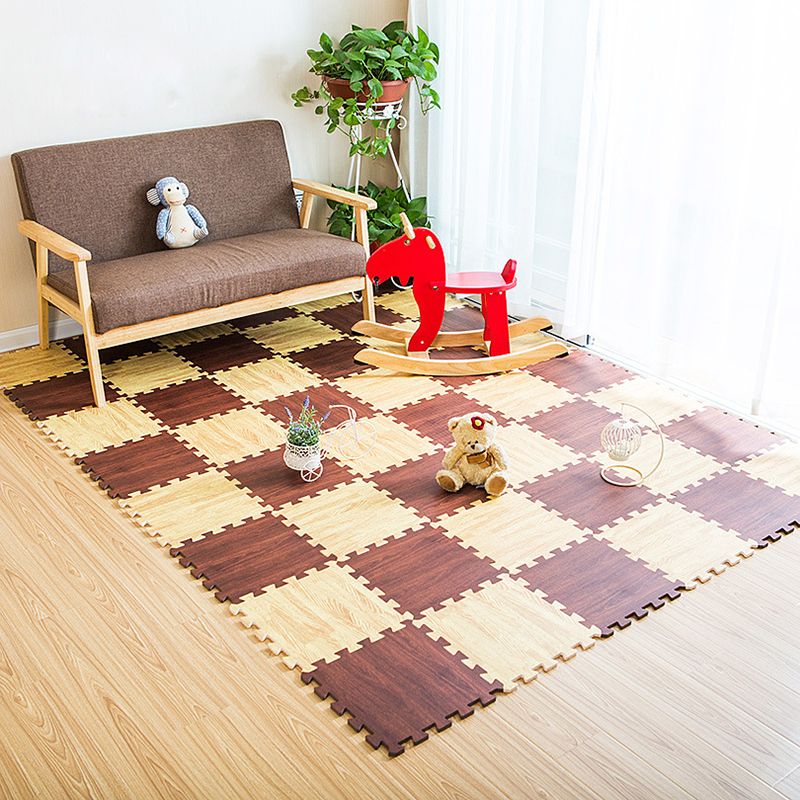 1pc 11.8x11.8inch Eva Foam Floor Mat Faux Wood Gra
