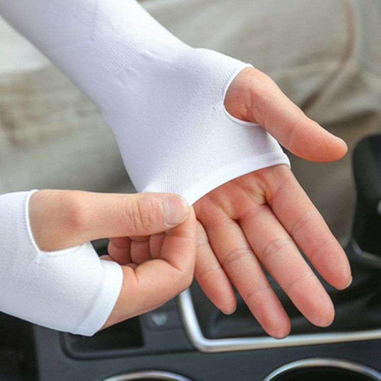 Ice Sleeves Sunscreen Cuff Outdoor Arm Sunshade Sleeves - White