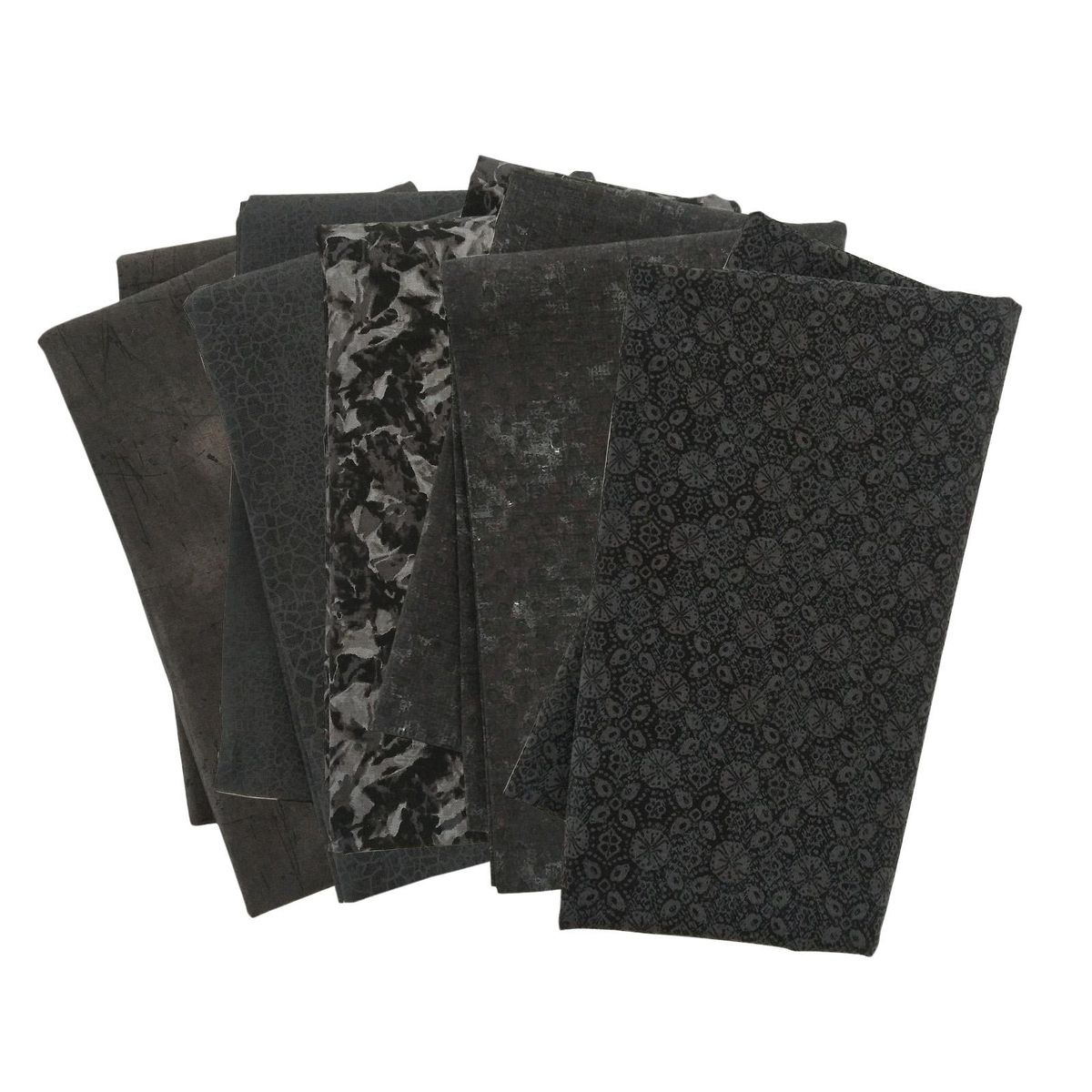 5Pc Plain 100% Cotton Fabric Material  Quarters Quilting Black