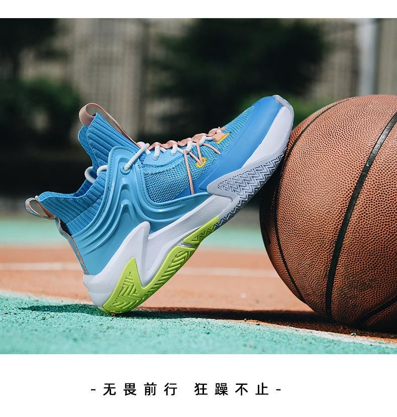 Plus Size (39-46) Basketball Shoes High Top Men's Sneakers Blue