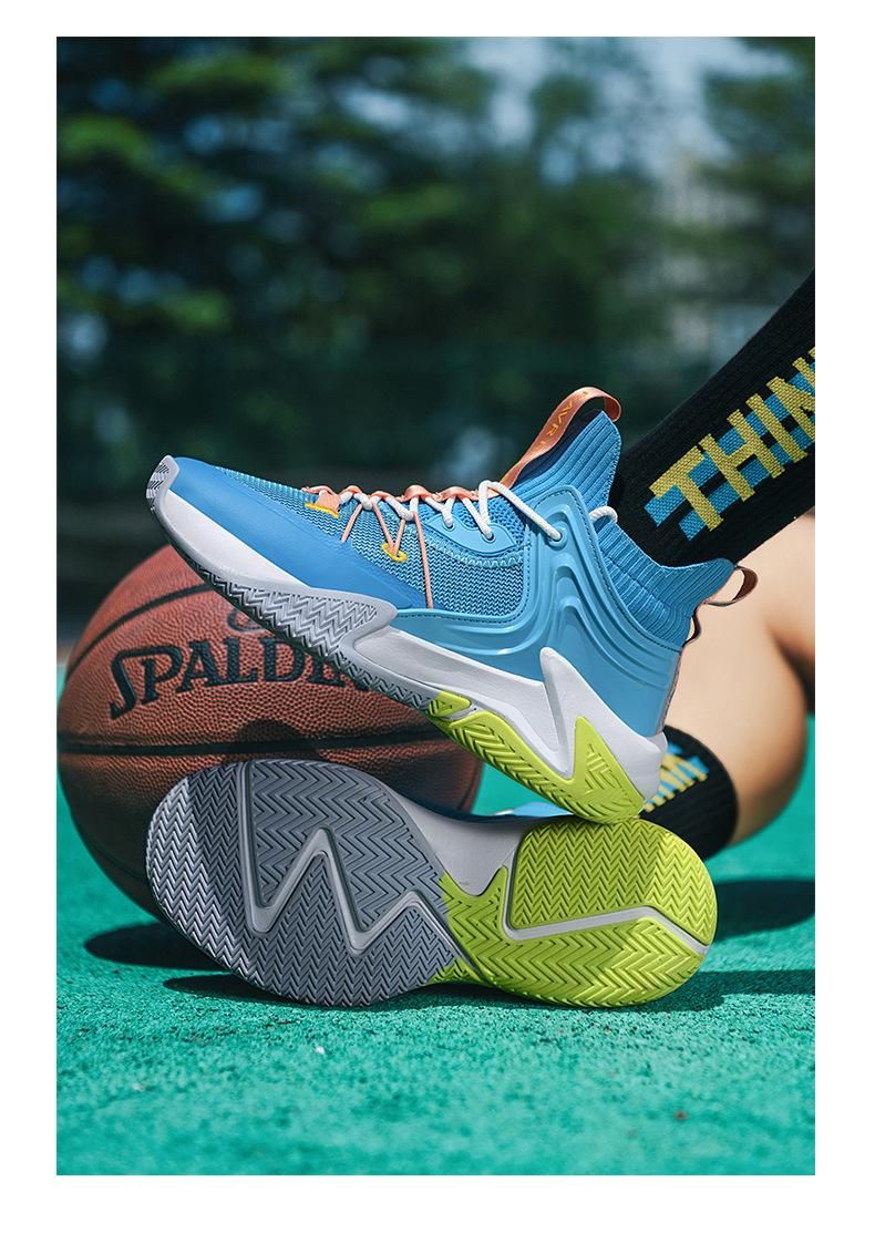 Plus Size (39-46) Basketball Shoes High Top Men's Sneakers Blue