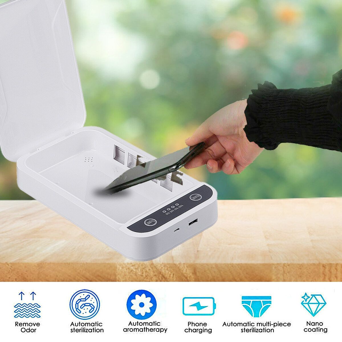 UV- Light Disinfection Storage Box Cell Phone Charger