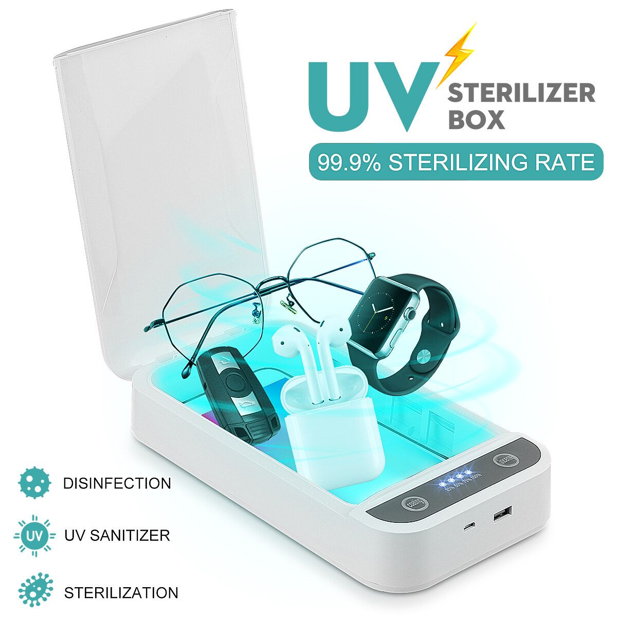 UV- Light Disinfection Storage Box Cell Phone Charger