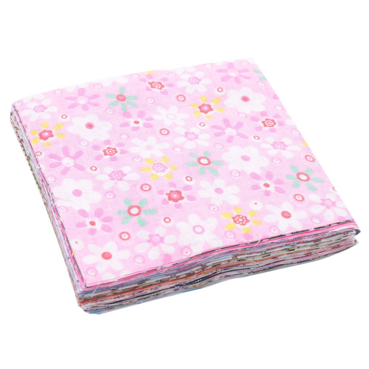 Multicolor Fabric Patchwork Craft Cotton Material Batiks Mixed Squares Bundle, 10 x 10cm, 50-Pack