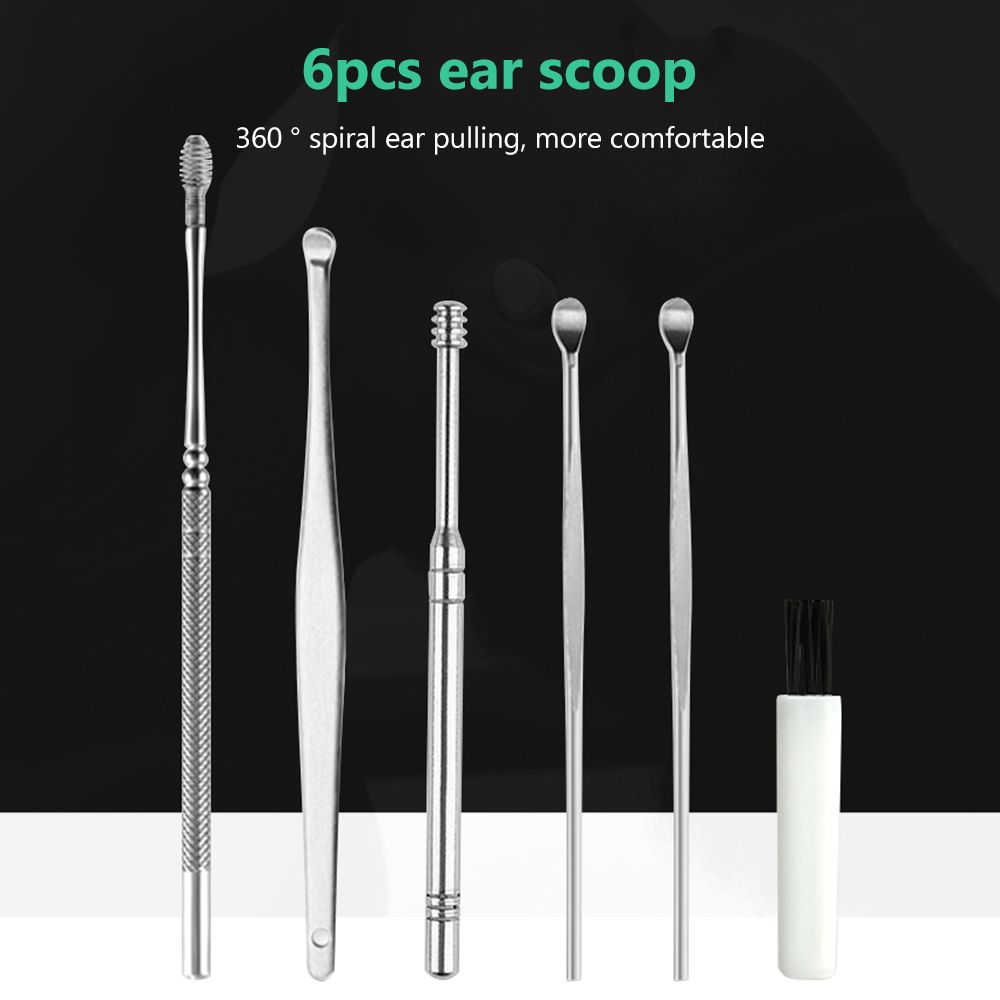 6Pcs Ear Pick Set Stainless Steel Earpick Ear Wax  Remover