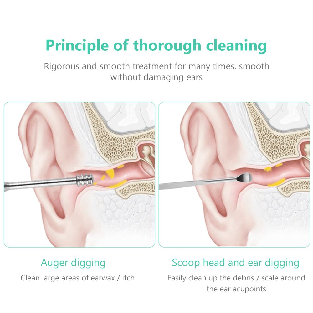 6Pcs Ear Pick Set Stainless Steel Earpick Ear Wax  Remover