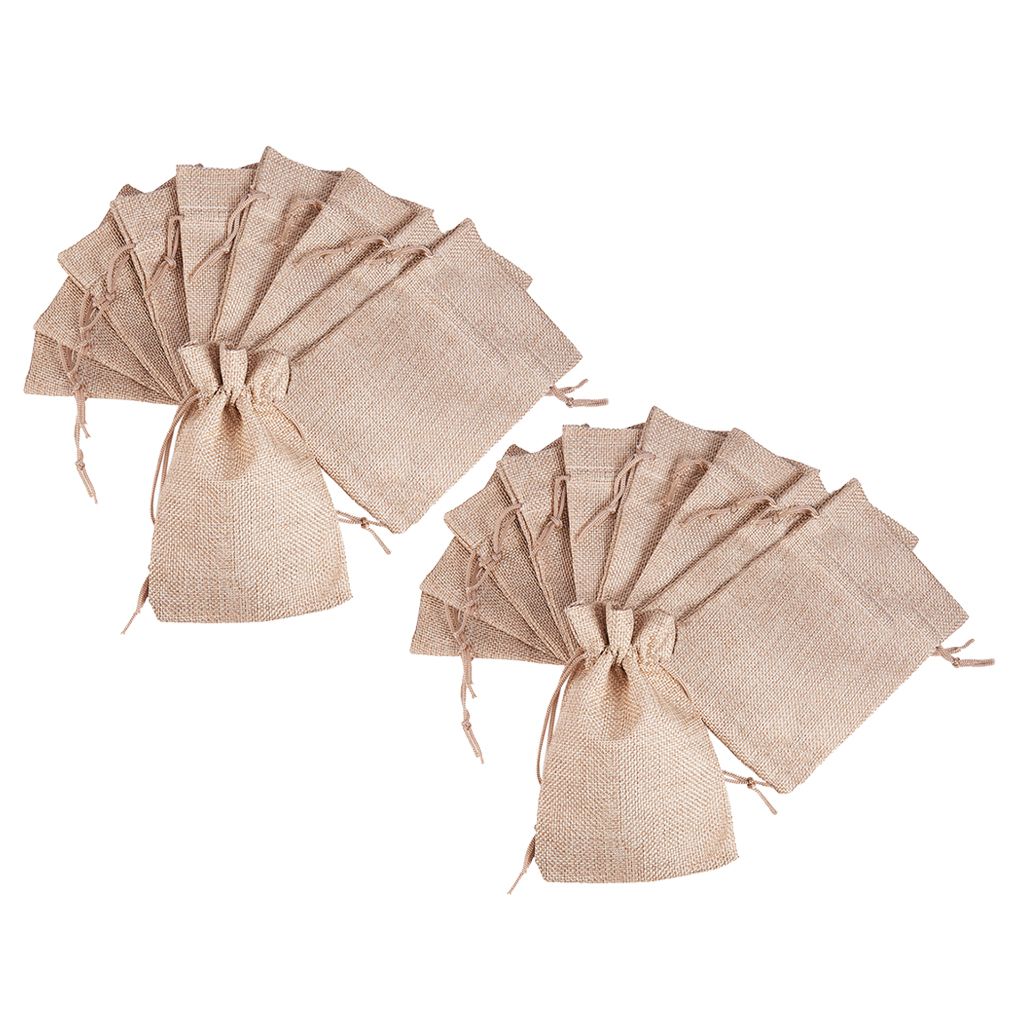 20Pcs High Quality Burlap Linen Gift Pouch Jewelry Holder Bags With
