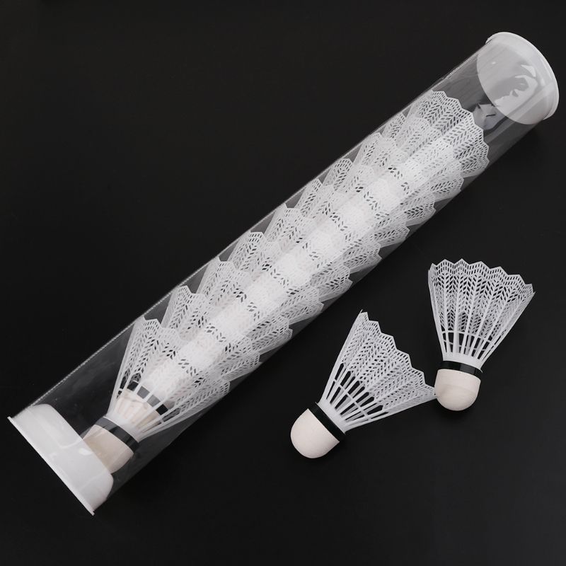 12Pcs White Badminton Plastic Shuttlecocks