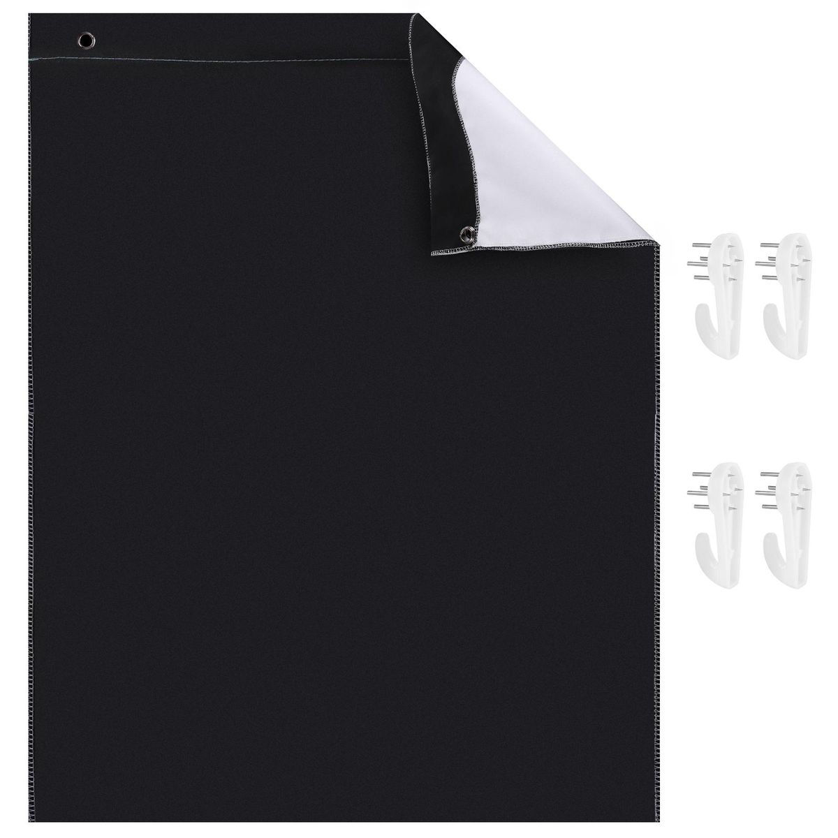 Andoer 1.5 * 2M/ 5 * 7ft Bi-Color Backdrop Washable Background Screen Polyester Cotton Material Hanging Loops Design with 4pcs Hooks for Video Photography Gaming Live Streaming, Black & White 2-in-1
