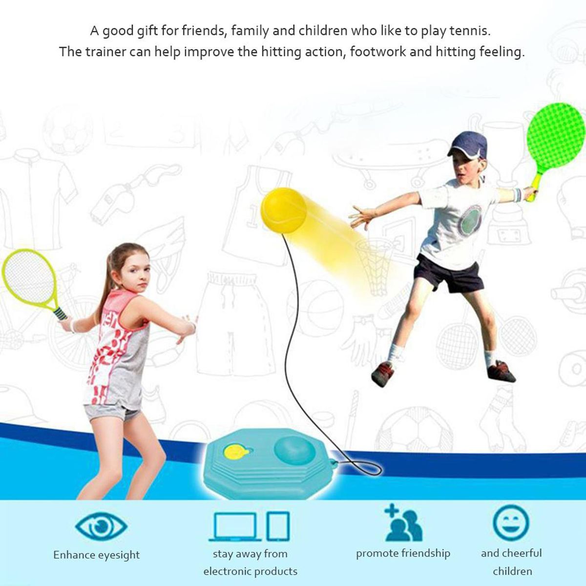 1 Set Vision Ball Self Tennis Practice Training Rebounder Kit