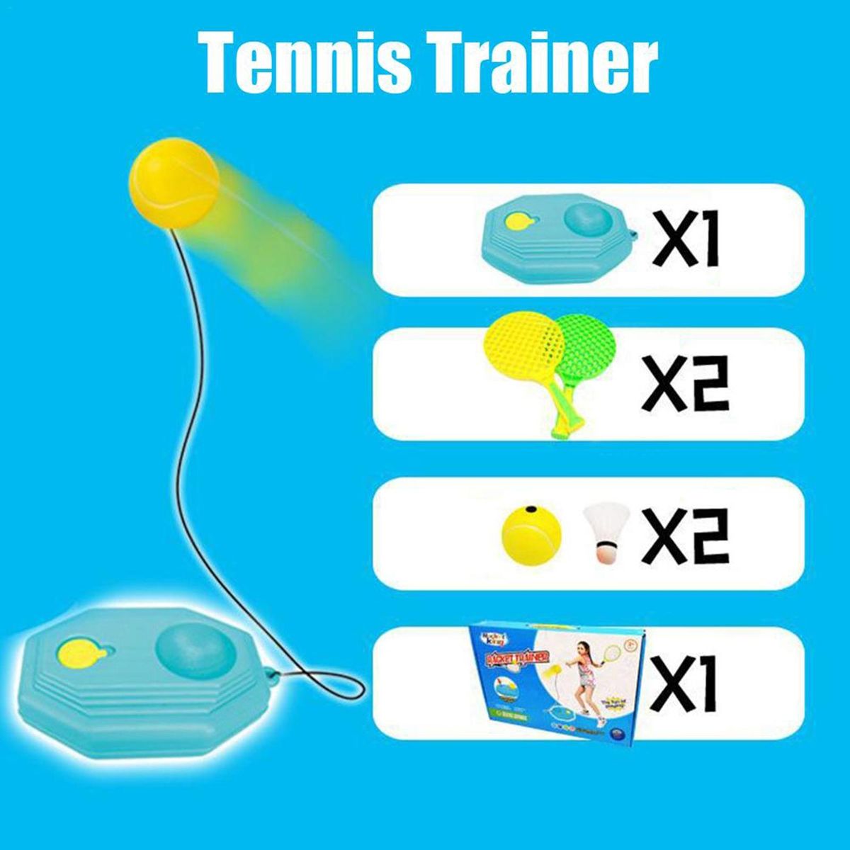 1 Set Vision Ball Self Tennis Practice Training Rebounder Kit
