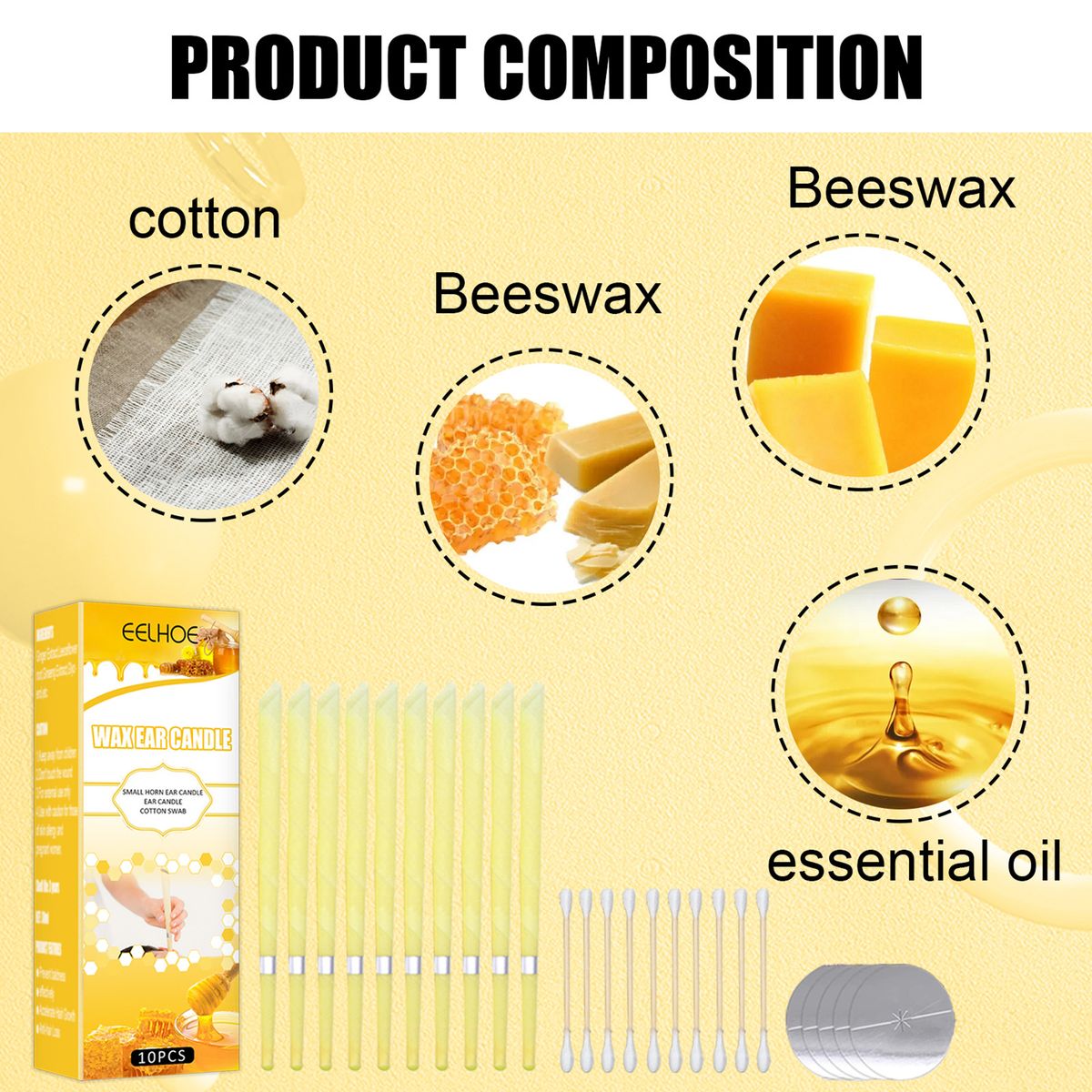 10Pcs/Set Wax Ear Candles Small Horn Ear Candle