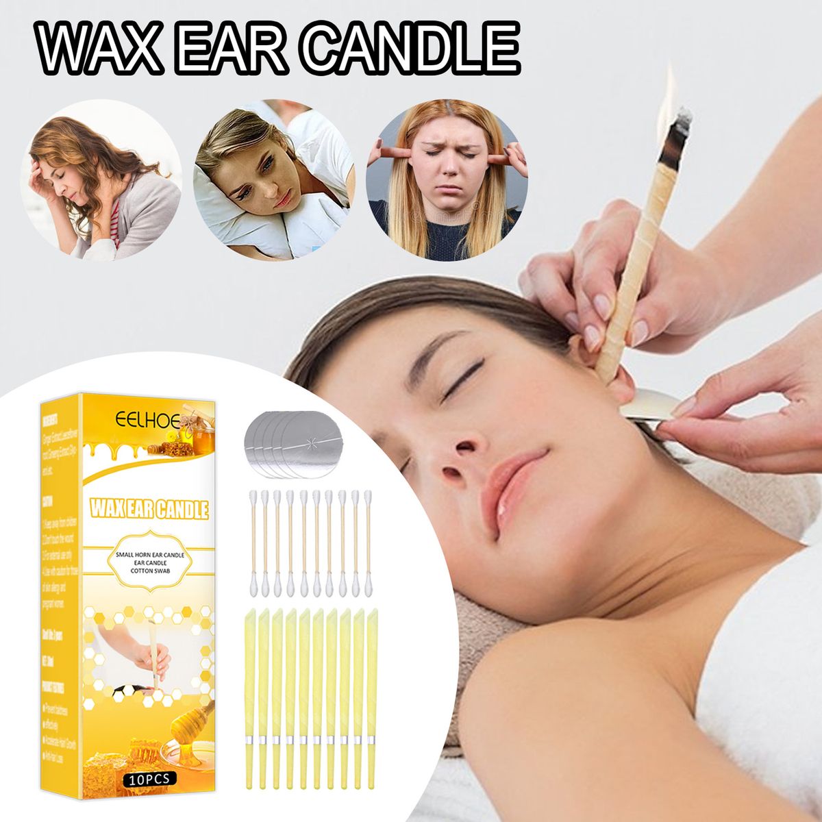 10Pcs/Set Wax Ear Candles Small Horn Ear Candle