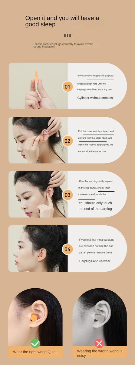 polyurethane anti-noise sleep  earplugs, super noise reduction, comfortable, wearable, suitable for work, study and sleep