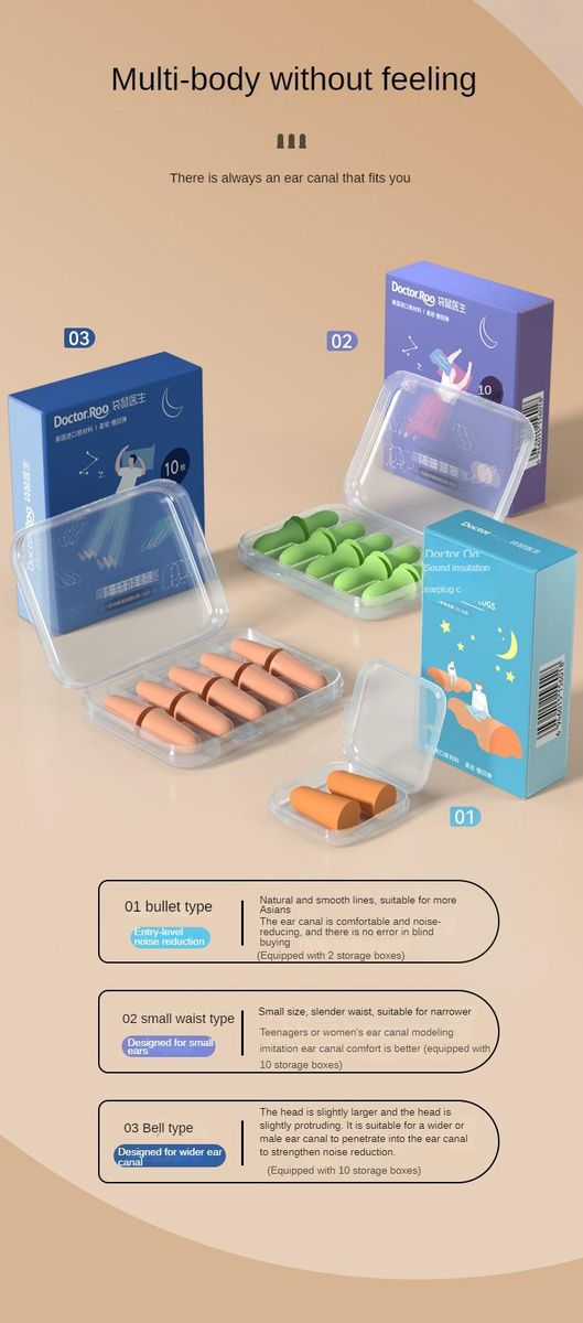 polyurethane anti-noise sleep  earplugs, super noise reduction, comfortable, wearable, suitable for work, study and sleep