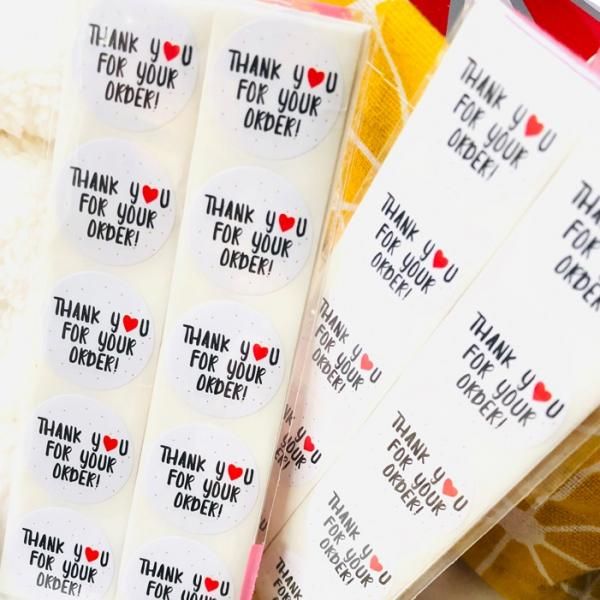 500 Pieces THANK YOU FOR YOUR ORDER Sealing Stickers Paper Multicolor
