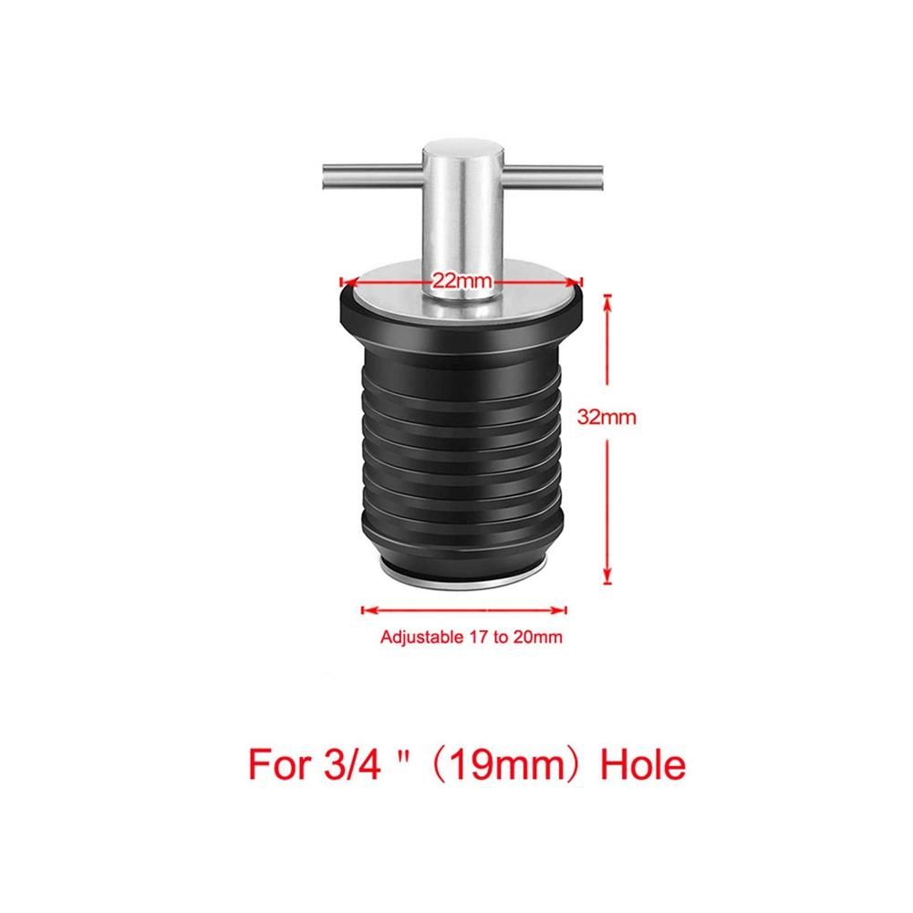 Marine Boat Drain Plug T-Handle Screw Adjustable, Silver 19MM