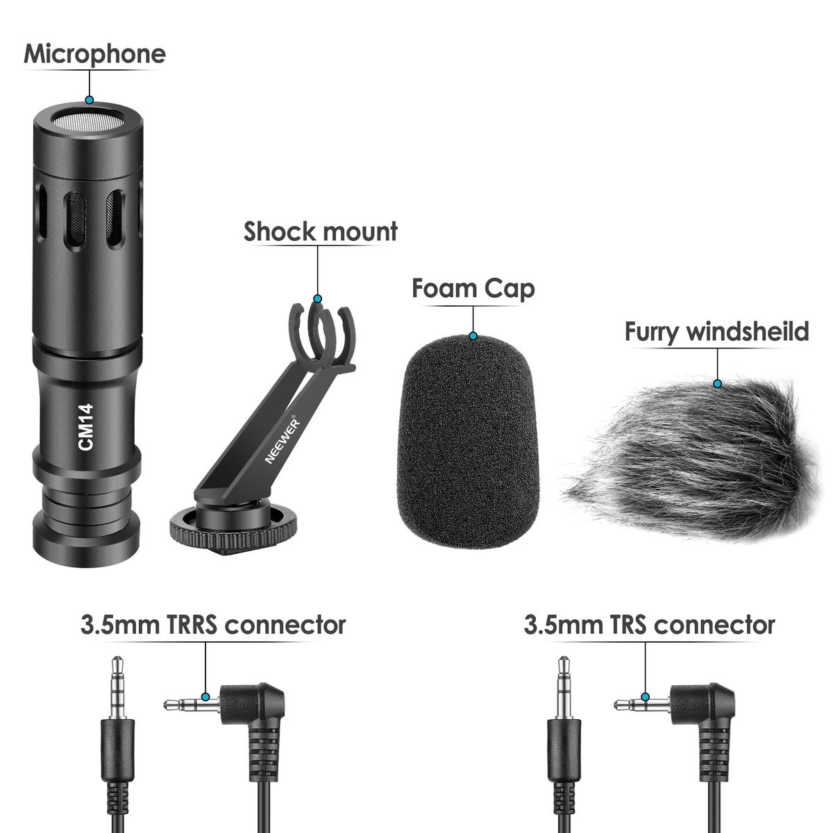CM14 Mic Phone Mic On Camera Video Microphone For Iphone Samsung Xiaomi Huawei & Camera