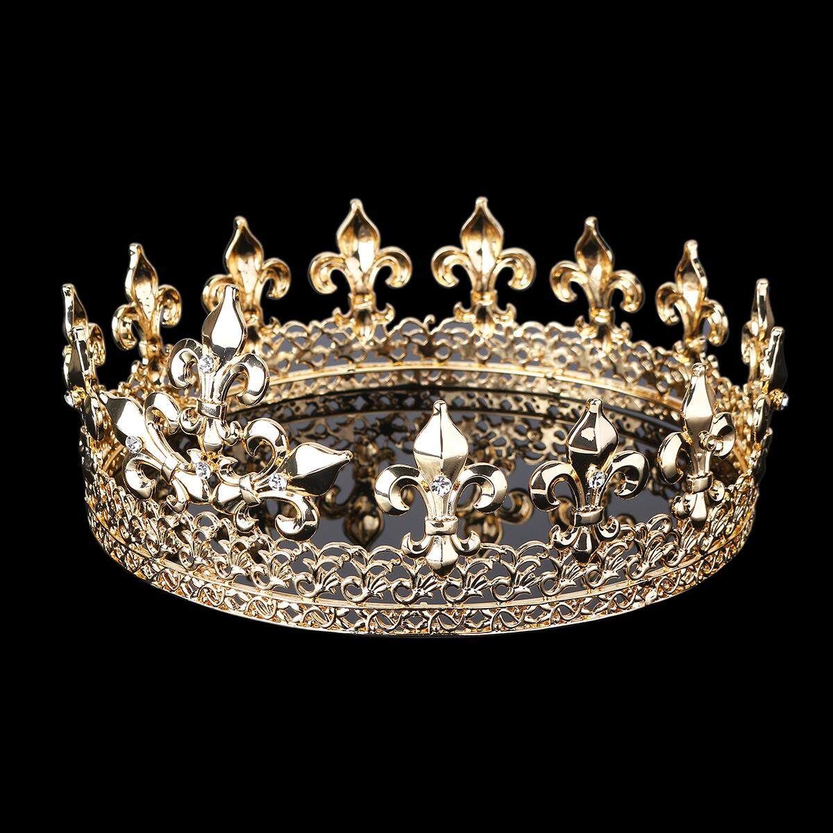 Men's Imperial Medieval Fleur De Lis King Crown Prom Party Gold/Silver Plated