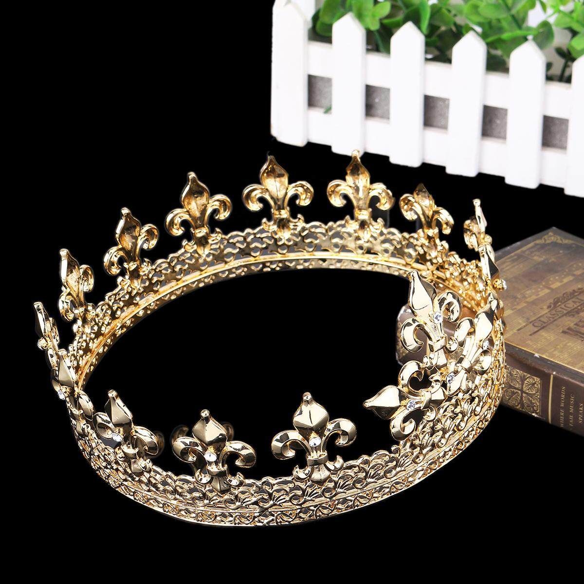 Men's Imperial Medieval Fleur De Lis King Crown Prom Party Gold/Silver Plated