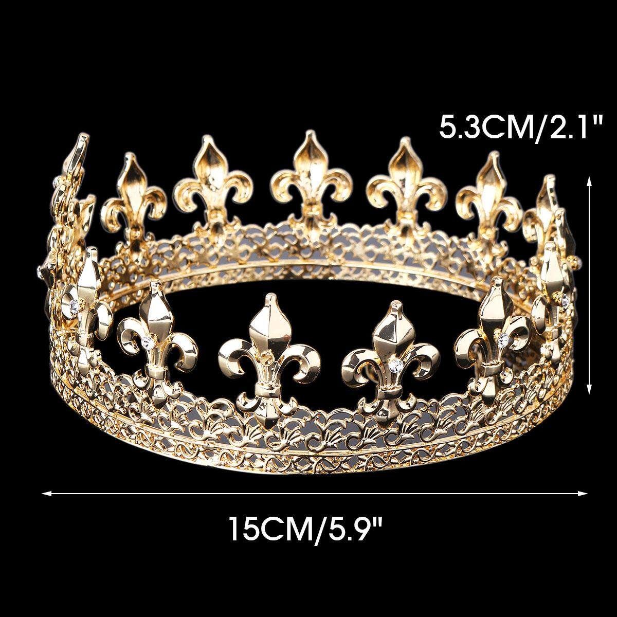 Men's Imperial Medieval Fleur De Lis King Crown Prom Party Gold/Silver Plated