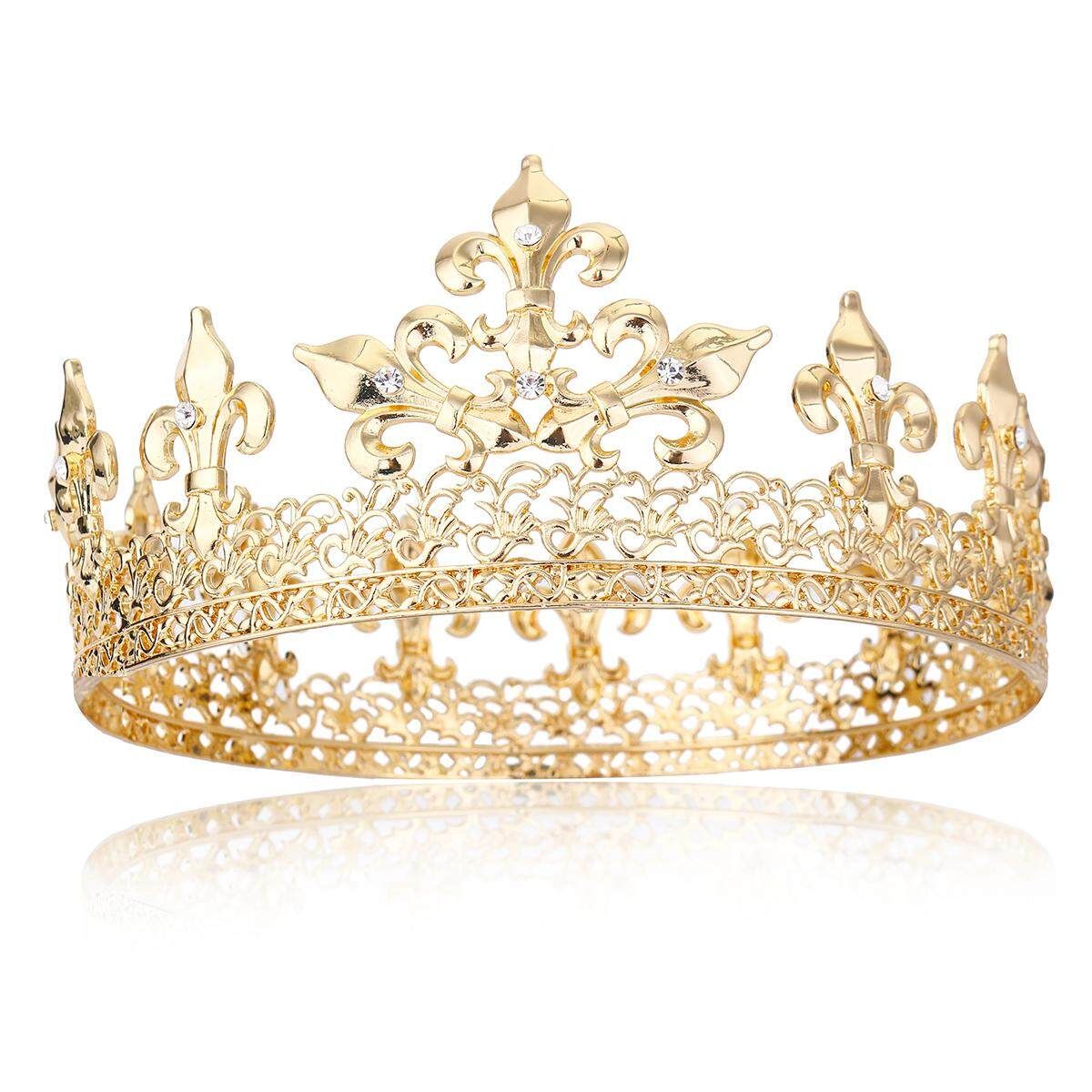 Men's Imperial Medieval Fleur De Lis King Crown Prom Party Gold/Silver Plated