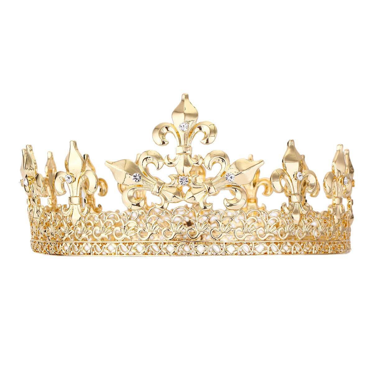 Men's Imperial Medieval Fleur De Lis King Crown Prom Party Gold/Silver Plated