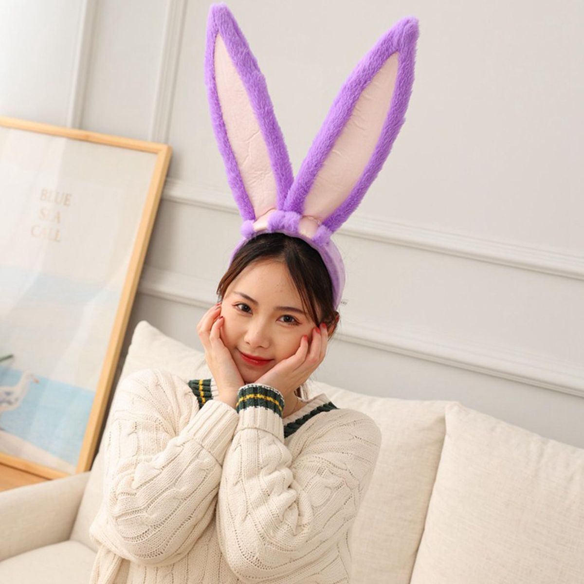 Bunny Headband Hair Hoop Holiday Costume Cosplay Props Purple