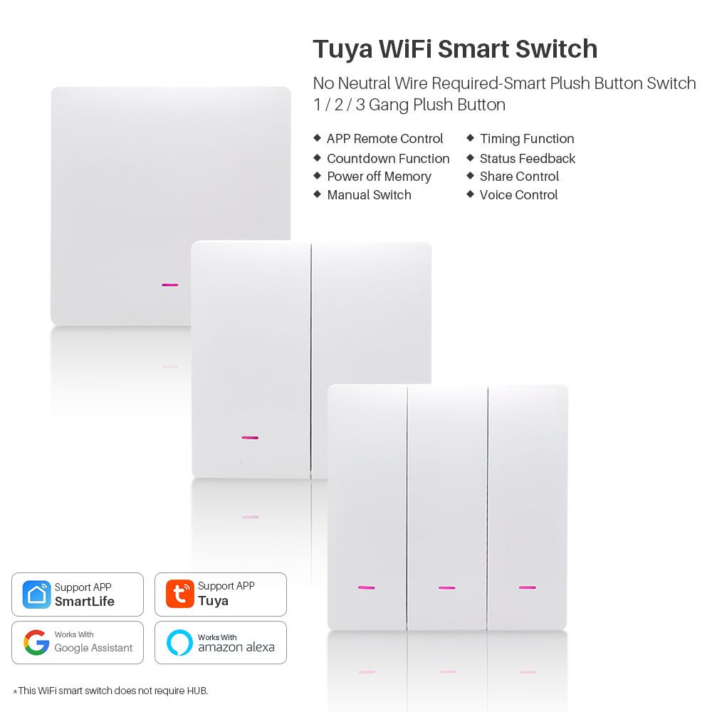 Smart WIFI Light Switch Smart Life App Voice Coontrol