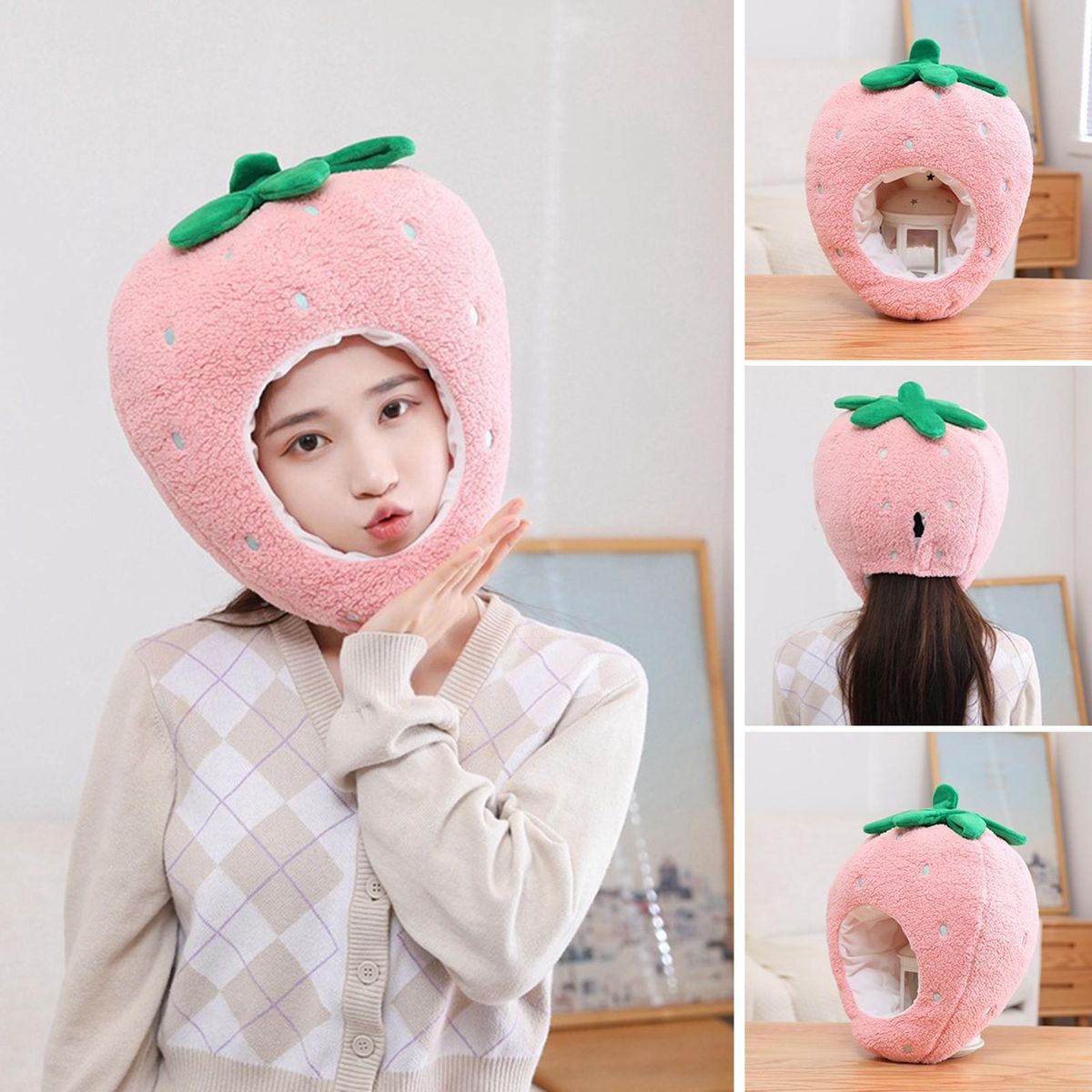 Strawberry Headgear Cartoon Headdress Halloween Party Decoration Pink