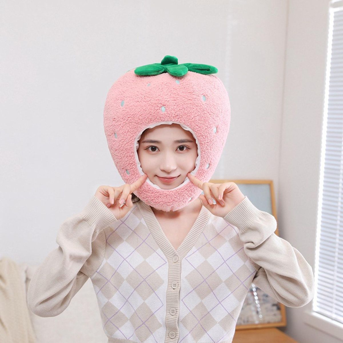 Strawberry Headgear Cartoon Headdress Halloween Party Decoration Pink